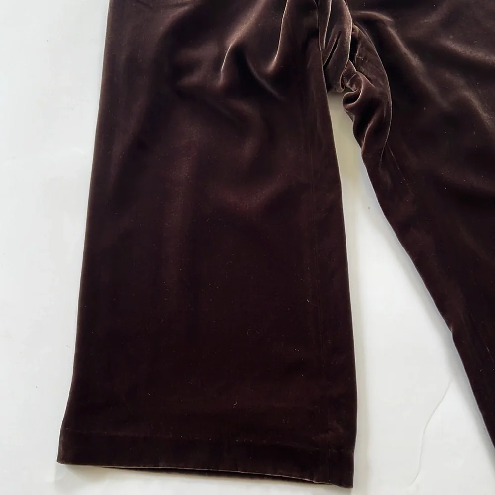Lauren RL rich brown fluid silk blend velvet pants fully lined LIKE NEW - Picture 3 of 6